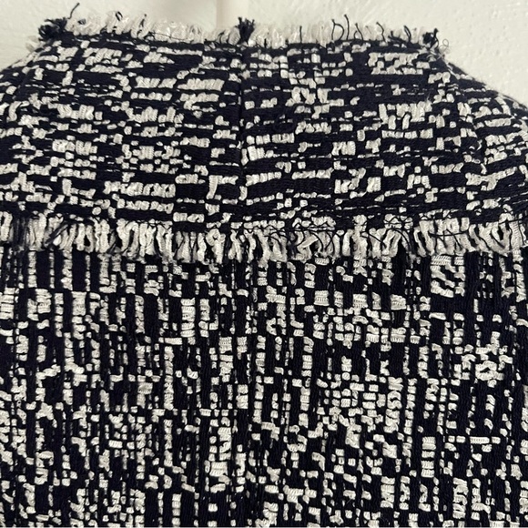 Ann Taylor Tweed Blazer navy white classic style fringed edges size 6 - Picture 14 of 16